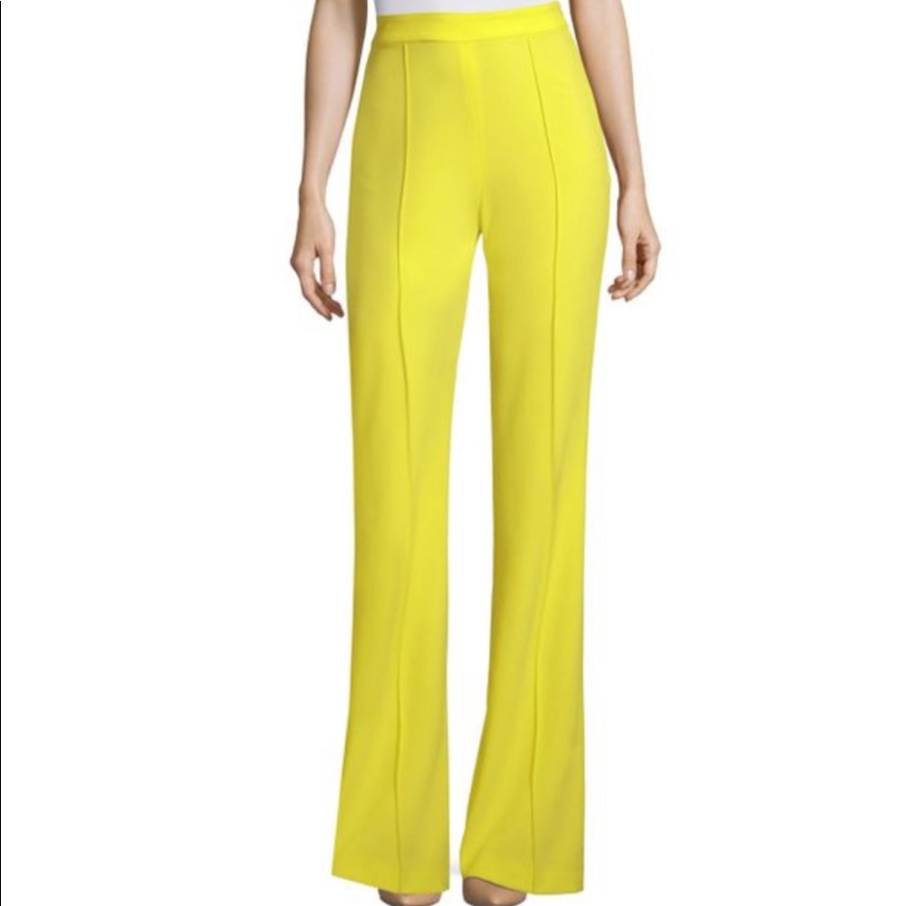 Alice + Olivia Yellow High-Waisted Trousers